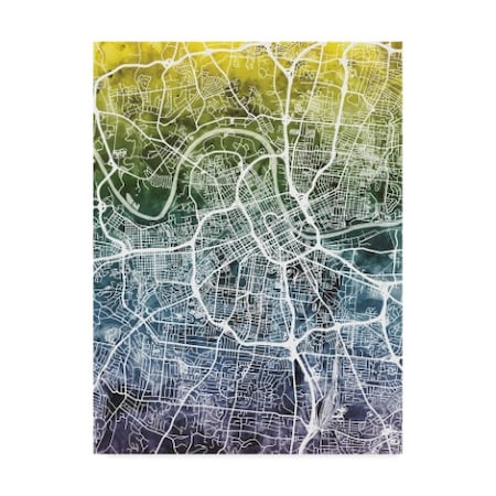 Michael Tompsett 'Nashville Tennessee City Map Blue Yellow' Canvas Art,35x47